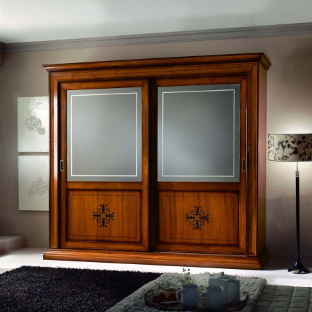 Letto con testata imbottita in legno classico