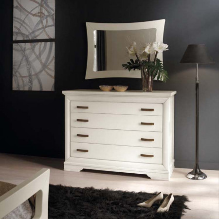 Comò di camera da letto stile classico, finitura bianca