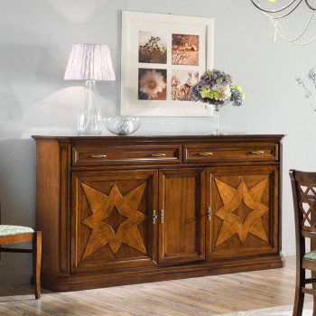 Credenza 3 ante in legno con rilievo a stella
