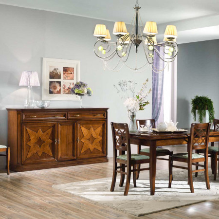 Credenza 3 ante con rilievo a stella in soggiorno