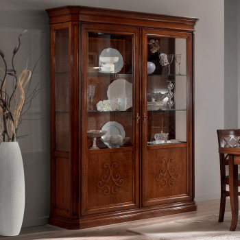 Argentiera a due ante rilievo giglio, dettagli vetro