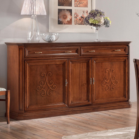 Credenza 3 ante con rilievo a giglio in legno