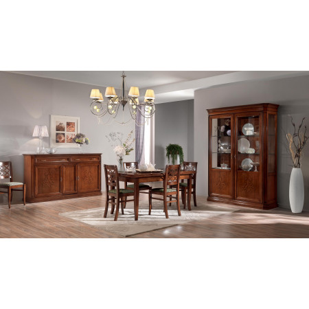 Credenza 3 ante con rilievo a giglio in legno massello