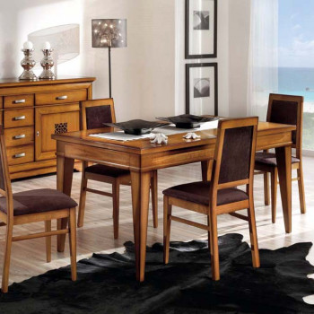 Tavolo rettangolare allungabile con legno noce tanganica