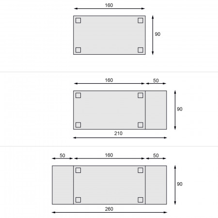 Tavolo rettangolare allungabile 160/260x90 con 2 cassetti