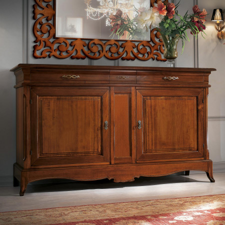 Credenza 2 ante e 3 cassetti, dettaglio pannello liscio