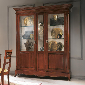 Argentiera con 2 ante, vetri molati, dettaglio ripiani