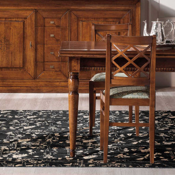 Tavolo gambe tornite quadrato allungabile, dettaglio in legno