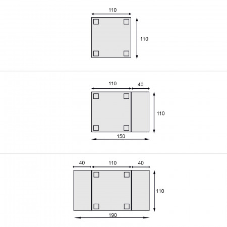 Tavolo gambe tornite quadrato allungabile 110/190x110