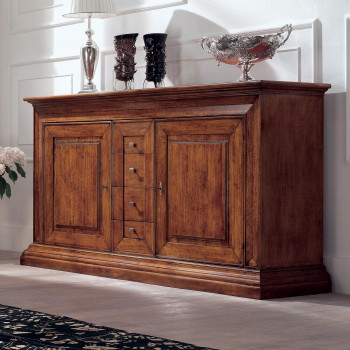 Credenzone con pannelli lisci e vano segreto, dettagli legno