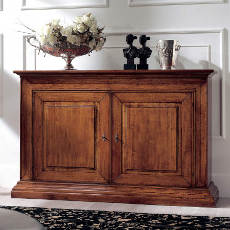 Credenza senza intaglio 2 ante 2 cassetti, dettaglio legno