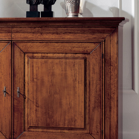 Credenza senza intaglio 2 ante 2 cassetti, dettaglio frontale