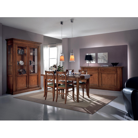 Credenza con intarsio 2 ante 2 cassetti in stanza ambientata
