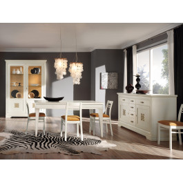 Credenza laccata 2 ante 6 cassetti, pannello traforato