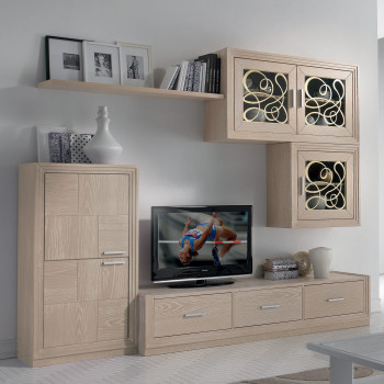 Composizione Nizza, dettaglio moduli legno frassino