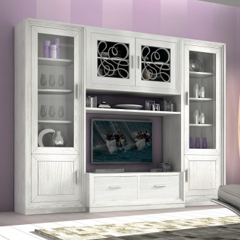 Composizione Salisburgo, dettaglio ante e scaffali in vetro