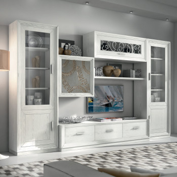 Composizione Zurigo, parete attrezzata modulare in legno frassino