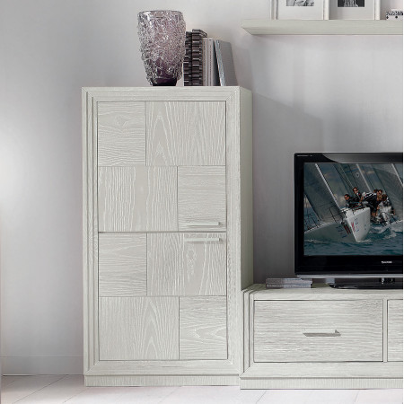 Composizione Dublino in legno di frassino con colonna e TV