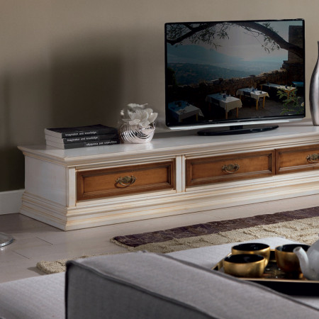 Base porta TV Pollini in legno di noce e toulipier
