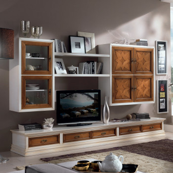 Composizione pollini con ante in legno intarsiato