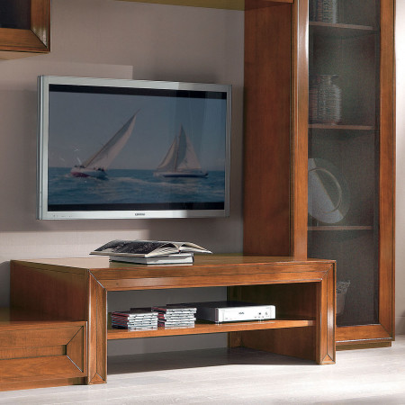 Composizione Magnolia, dettaglio tavolino porta TV in legno di noce