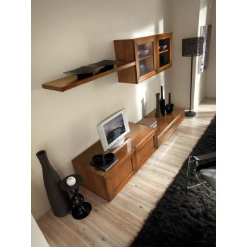 Composizione Primula in legno di noce tanganica ambientata