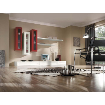 Composizione azalea, dettaglio ante rosse e mensole