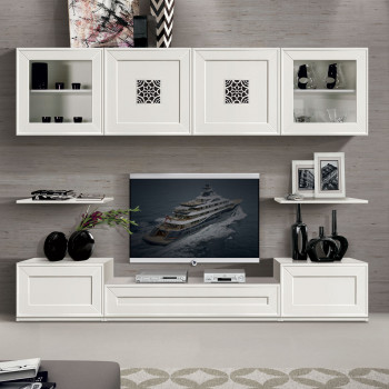 Composizione Ninfea, dettagli ante vetro e legno