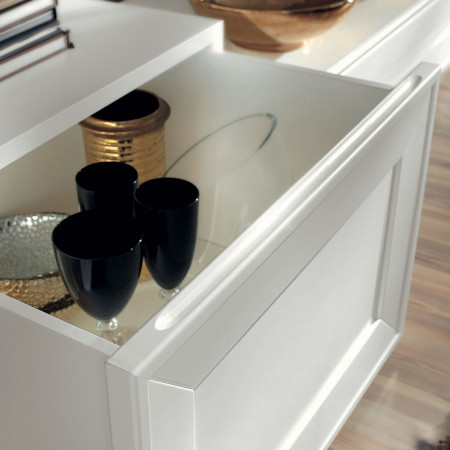 Dettaglio cassetto Composizione ninfea, legno bianco