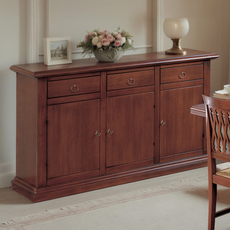 Credenza 3 ante arte povera in legno di noce