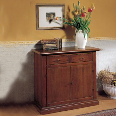 Credenza laccata 2 ante liscie, decorazioni e cassetti