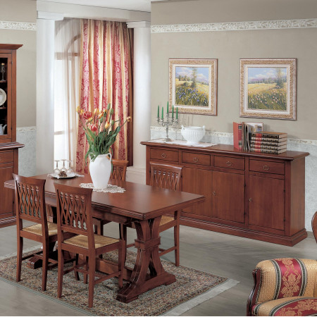 Credenza 4 ante arte povera in legno noce e toulipier