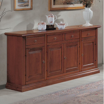 Credenza con 4 ante bugnate in legno classico