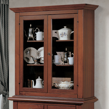 Credenza con alzata 2 ante bugne, dettaglio superiore