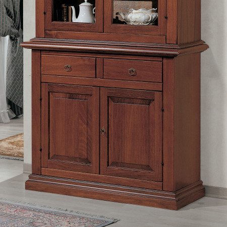 Credenza con alzata 2 ante con bugne, dettaglio legno