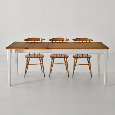 Tavolo rettangolare 120x85 allungato con sedie in legno