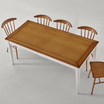 Tavolo rettangolare 180x85 allungabile, dettaglio piano noce