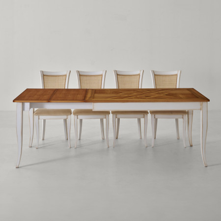 Tavolo con piano intarsio formichi 140x90 allungabile