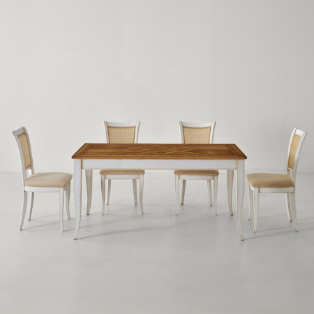 Tavolo con piano intarsio formichi allungabile fino a 250x90