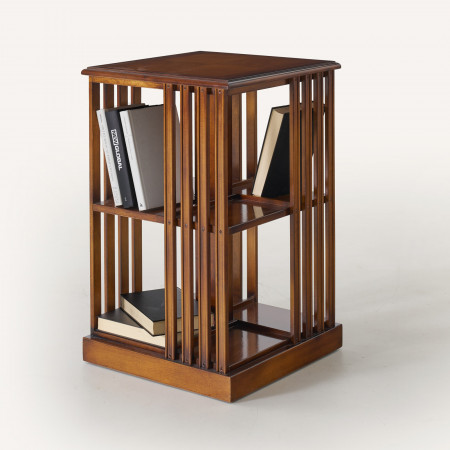Libreria girevole in legno con intarsio spinapesce