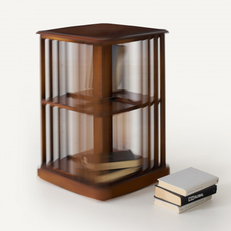 Libreria girevole con piano intarsiato spinapesce