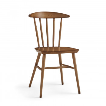 Sedia in faggio con seduta in legno e schienale a listelli