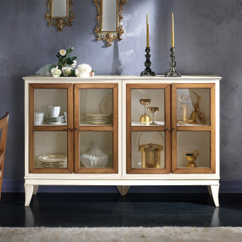 Credenzina 4 porte contemporanea con vetri trasparenti