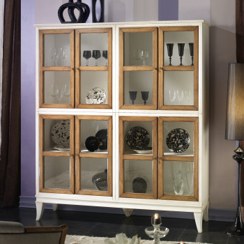 Vetrina 8 porte contemporanea in legno con vetri