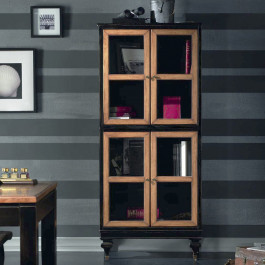 Vetrinetta alta con 4 porte, design moderno Vetrinetta alta con 4 porte, legno e vetro