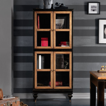 Vetrinetta alta con 4 porte, legno e vetro