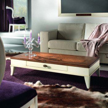 Tavolino rettangolare con intarsio Venezia, dettaglio d'arredo