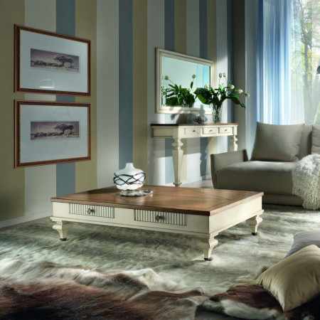 Tavolino inglese con piano in rovere e struttura faggio