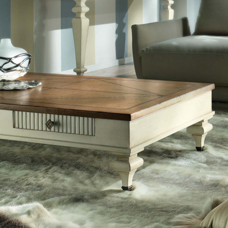 Tavolino inglese in rovere con cassetti rigati e gambe faggio