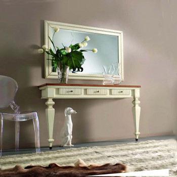 Consolle inglese con cassetti rigati e piano in frassino